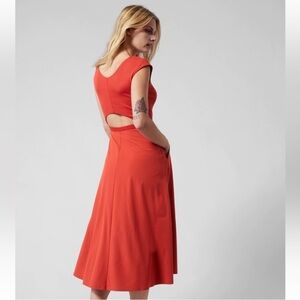 Athleta Ryder Open Back Cutout Dress Currant Red Rust Orange size S